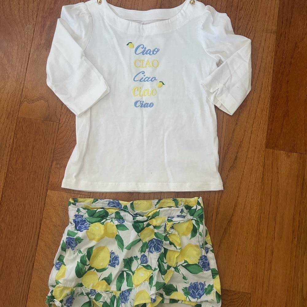Janie and Jack White Lemon Skort Set